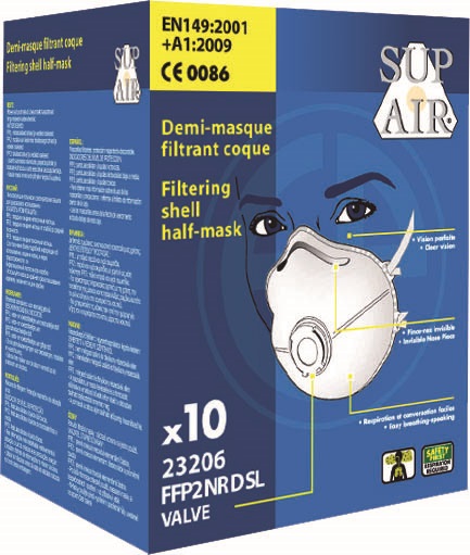 MASQUE FFP2 COQUE AVEC VALVE BOITE DE 10 - COVERGUARD